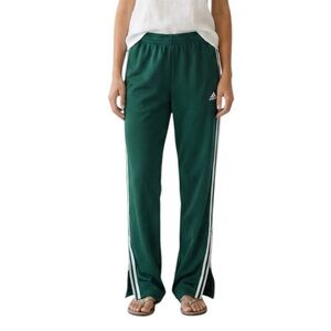 Adidas Green White 3-Stripe Side Zip Wide Leg Track Pants Womens XL